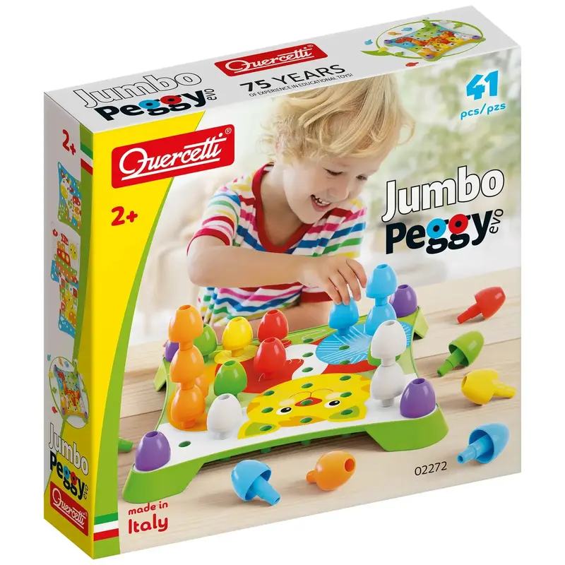 Quercetti Jumbo Peggy – 41-Piece Large-Scale Construction Set For Ages 2+ 1