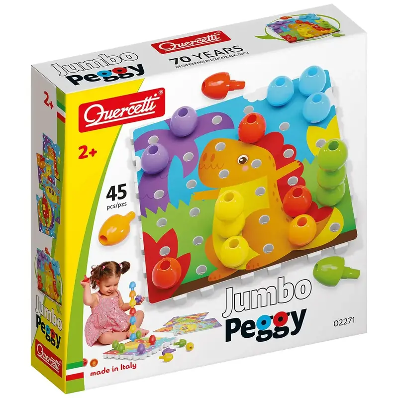 Quercetti Jumbo Peggy Construction Kit – Oversized Pegs For Easy Building 1