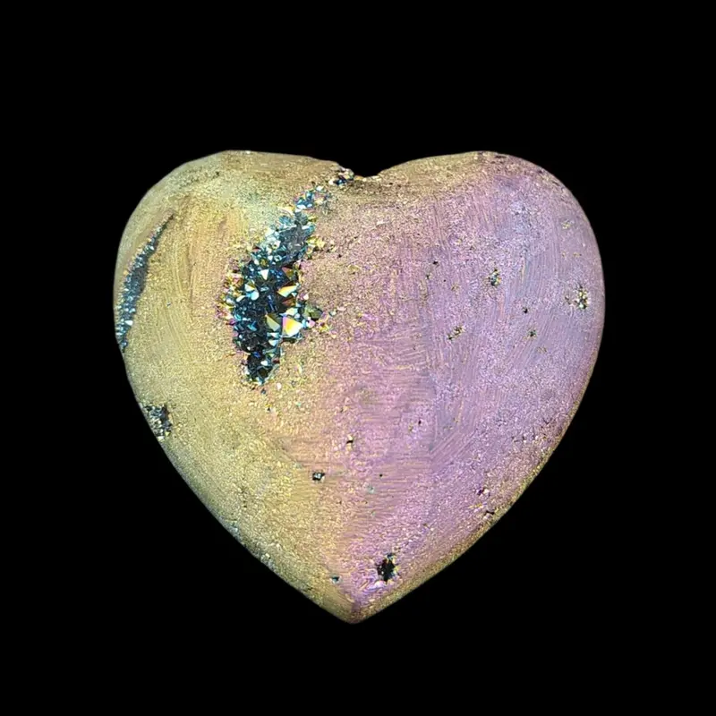 Rainbow Aura Titanium Crystal Heart Carving 1