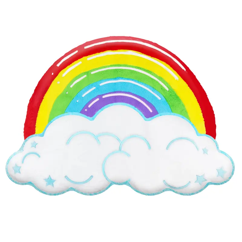Rainbow Cloud Shaggy Floor Cushion 1