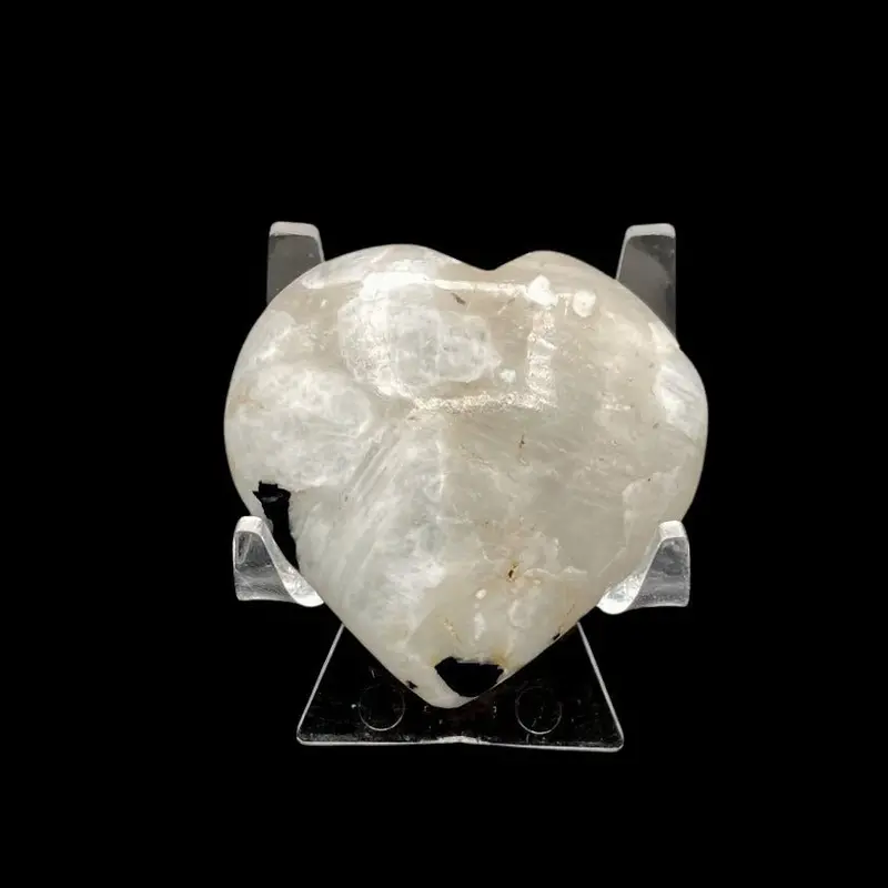Rainbow Moonstone Heart – Lustrous Polished Palm Stone Specimen 1