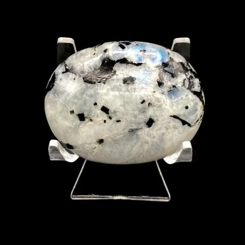 Rainbow Moonstone Oval Palm Stone – Lustrous Polished Touchstone 1