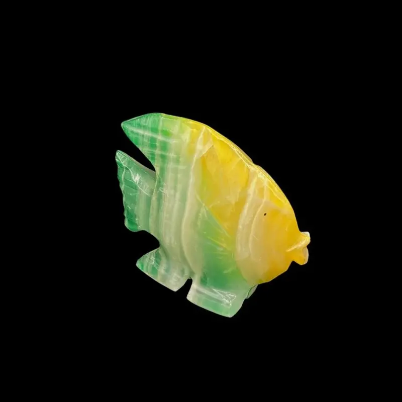 Rainbow-Onyx Angelfish Sculpture – Artisan Stone Figurine 1