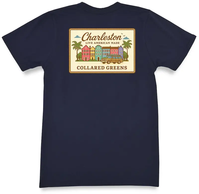 Rainbow Row Redux Navy Cotton T-Shirt 1