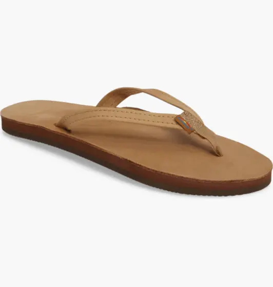 Rainbow Women'S Sierra Brown Luxury Leather Flip Flops – Narrow Strap & Arch Support, Bhi 1