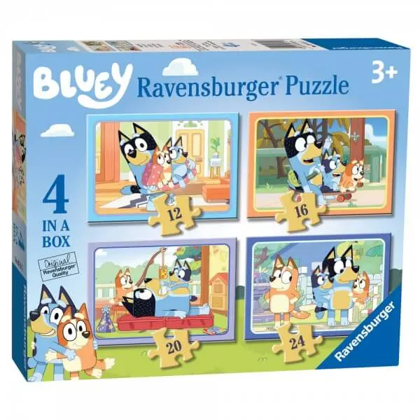 Ravensburger Bluey Themed Puzzle Set – Four 100-Piece Jigsaws 1
