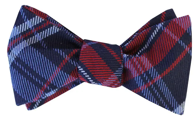 Red-And-Navy Wooly Wallace Fly-Fishing Bow Tie 1