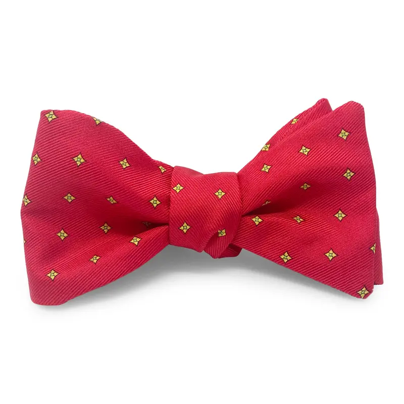 Red And Yellow Square Foulard Hair Bow 1