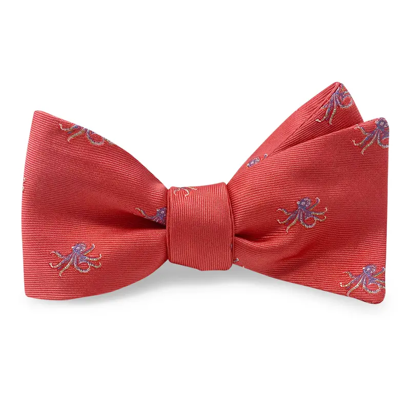 Red Octopus Print Bow Tie 1