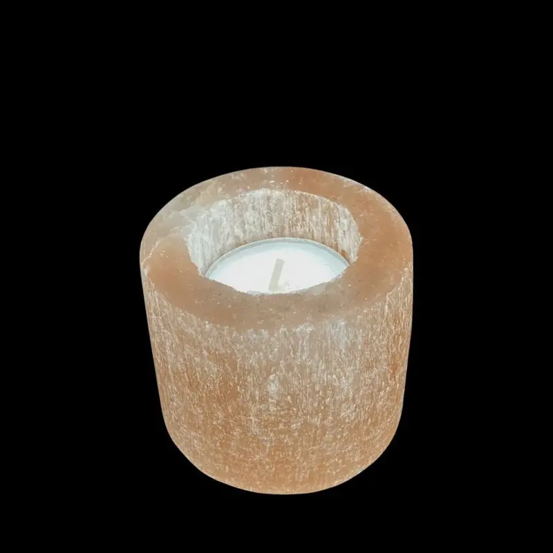 Red Selenite Candle Holder – Votive-Sized Mineral Light Base 1