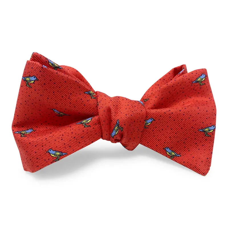 Red Snow Bird Design Hair Bow 1