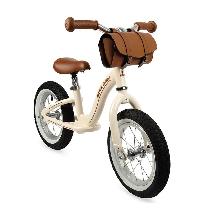 Retro-Style Beige Wooden Balance Bike For Toddlers 1