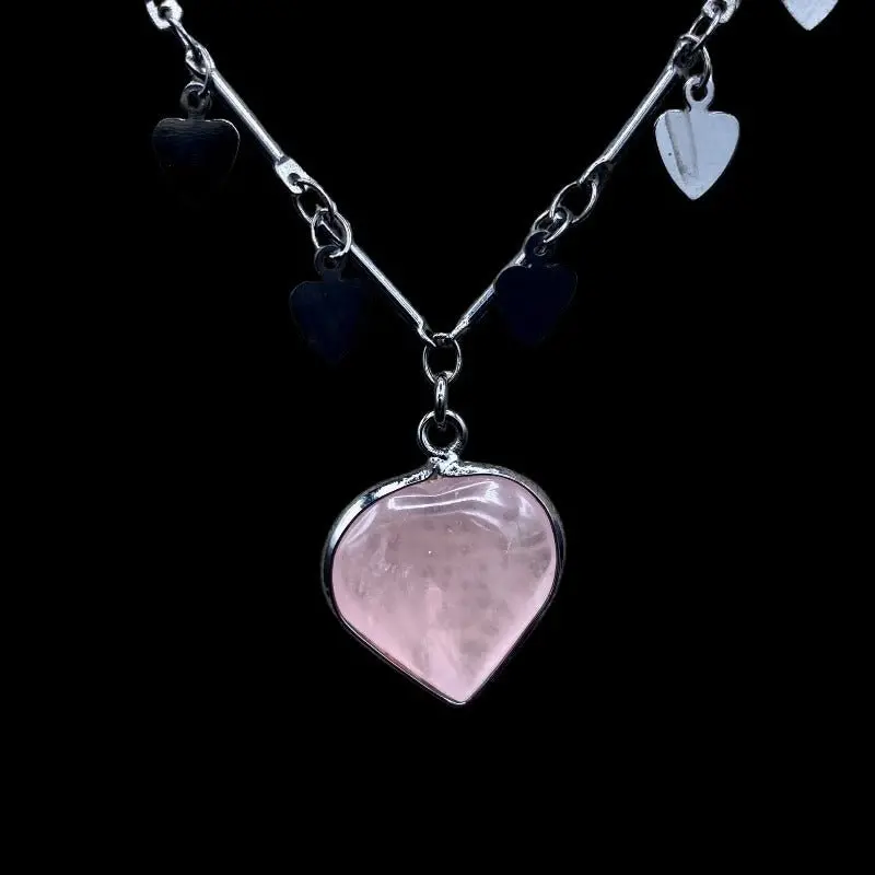 Rose Quartz Heart Pendant Necklace – Hand-Polished Gemstone 1