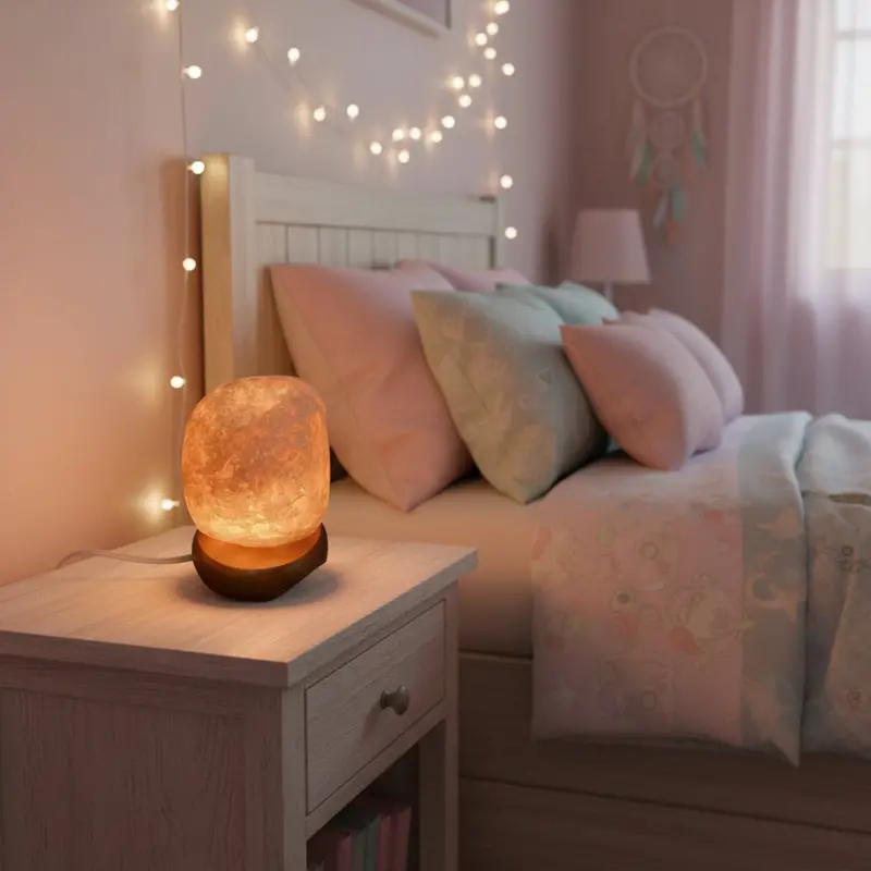 Rose Quartz Tumbled Crystal Lamp – Warm Ambient Table Light 1