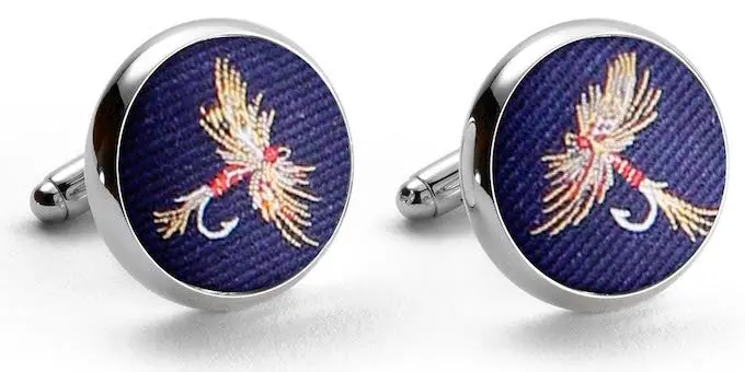 Royal Wulff Navy Silk Woven Cufflinks 1