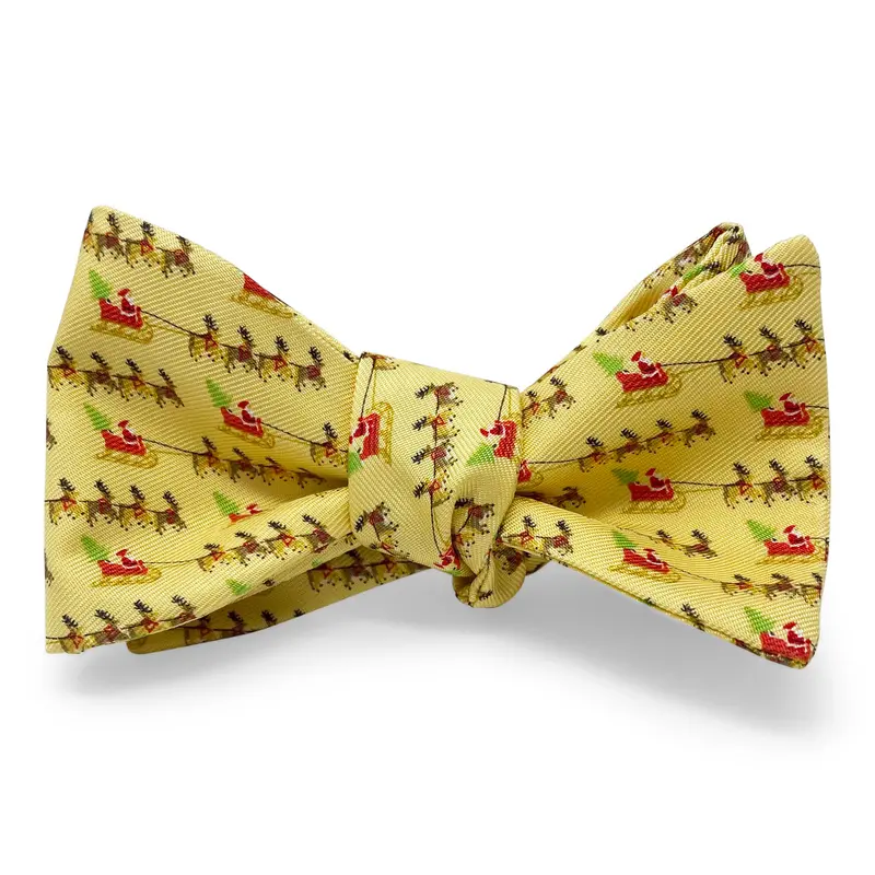 Santa Sleigh Christmas Bow In Yellow 1