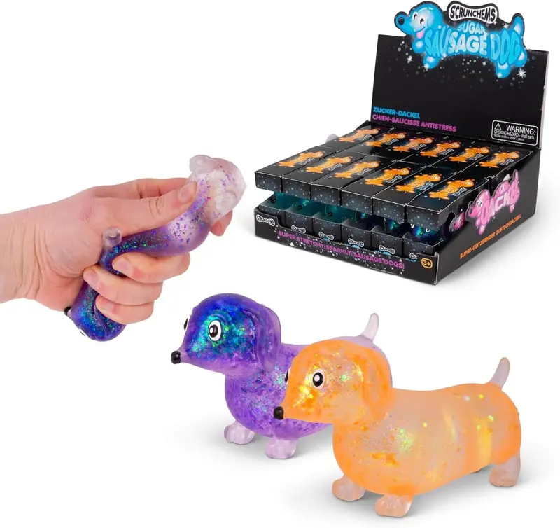 Scrunchems Sugar Sausage Dog Squishy – Adorable Sensory Keyring 1