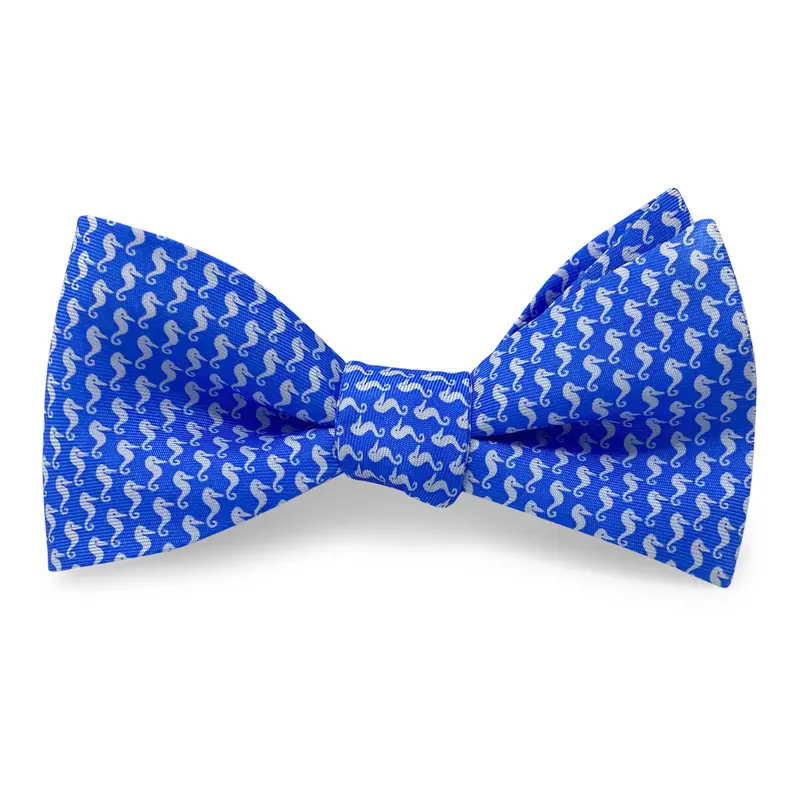 Seahorse Silhouette Blue Bow Tie 1