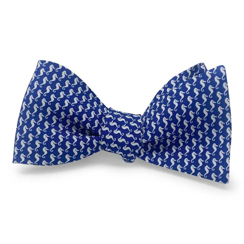 Seahorse Silhouette Navy Bow 1