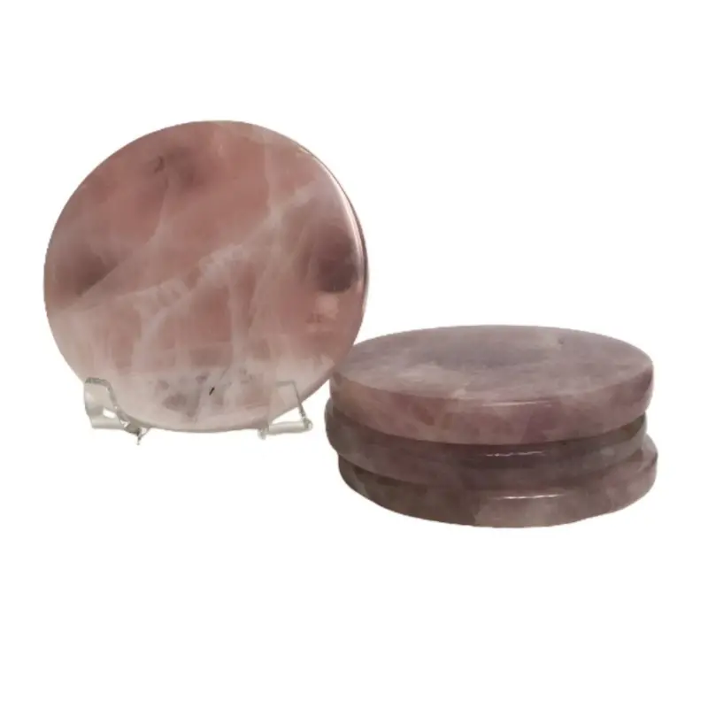 Set Of 4 Rose Quartz Coasters For Home Decor 1