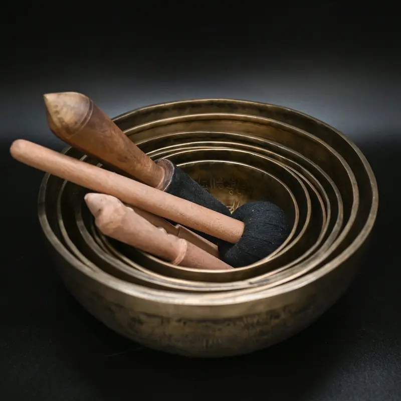 Set Of 7 Engraved Tibetan Metal Singing Bowls – Meditation Collection 1