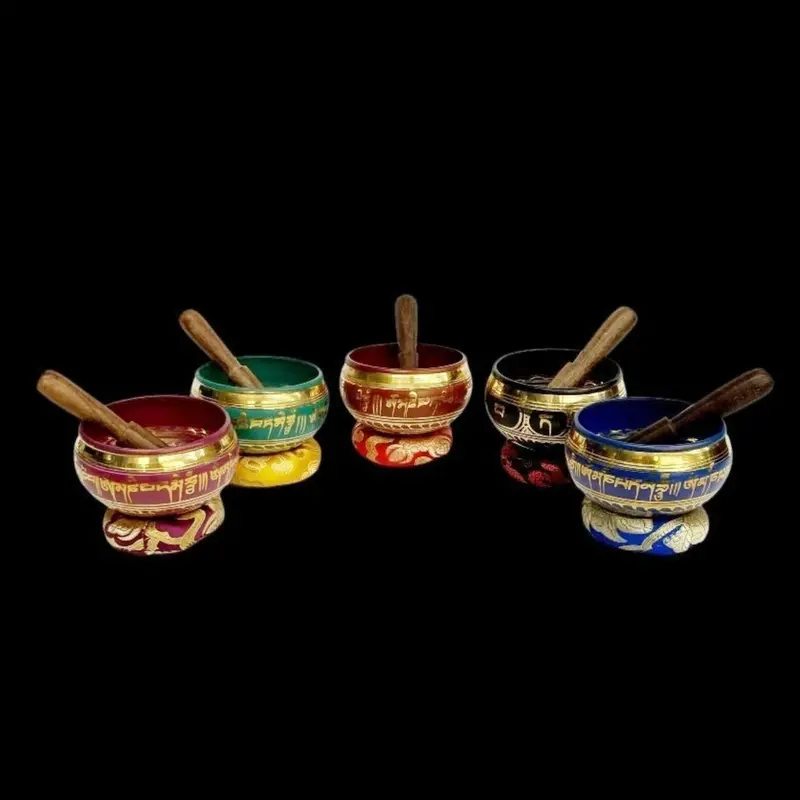 Set Of Traditional Tibetan Singing Bowls With Chakra Designs 1