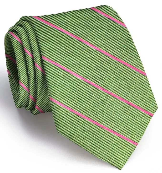 Sheffield Stripe Boys' Tie In Olive And Pink 1
