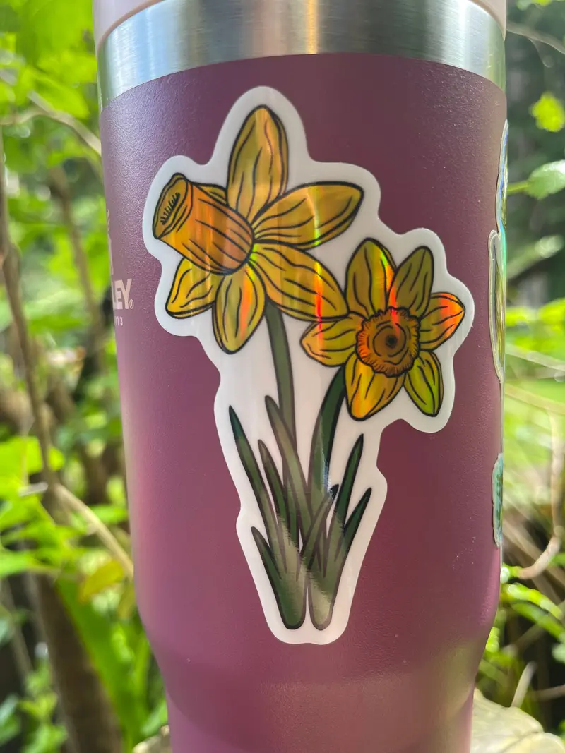Shimmering Daffodil Holographic Sticker 1