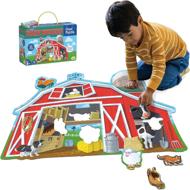 Shiny Barn Buddies Floor Puzzle – Large Farm Animal Puzzle For Ages 3+ 1