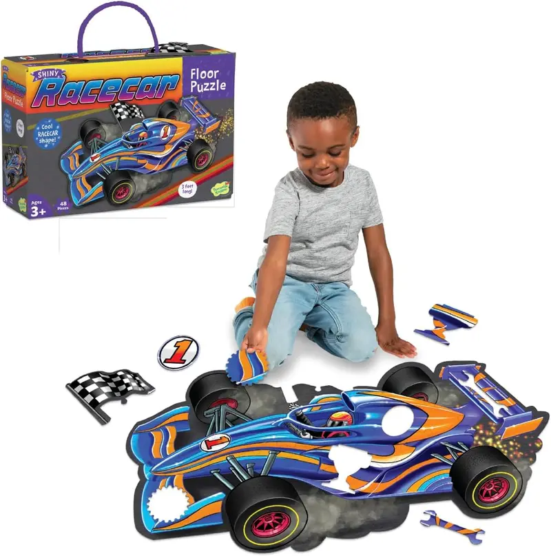 Shiny Racecar Floor Puzzle – Jumbo Kids’ Activity Mat 1