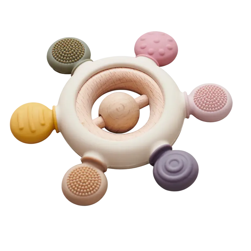 Silisoft Earth-Tone Silicone Rattle Teether For Babies 1