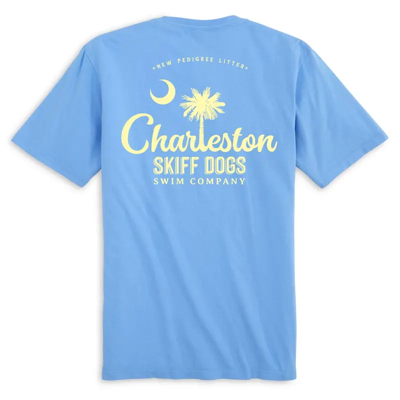 Skiff Dogs Hometown Azure And Yellow Pocket T-Shirt 1