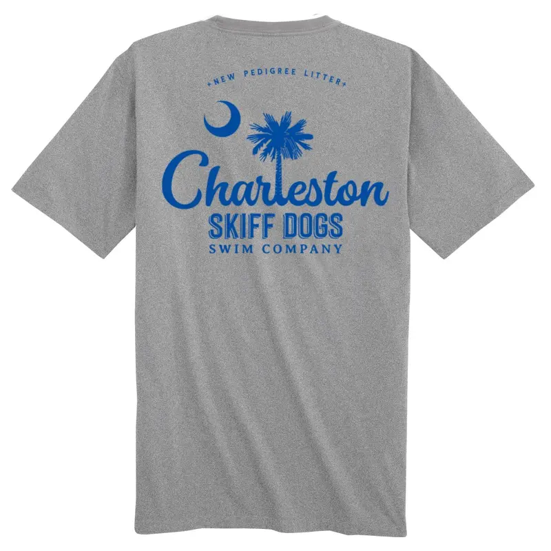 Skiff Dogs Hometown Gray And Blue Pocket T-Shirt 1