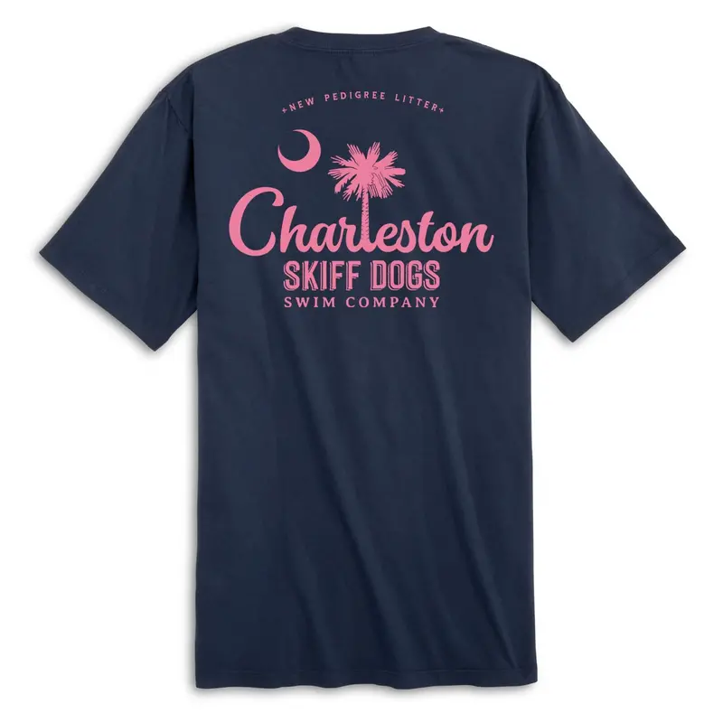 Skiff Dogs Hometown Kids Navy & Pink Pocket T-Shirt 1