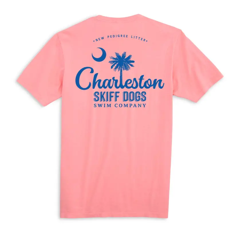 Skiff Dogs Hometown Pink And Blue Pocket T-Shirt 1