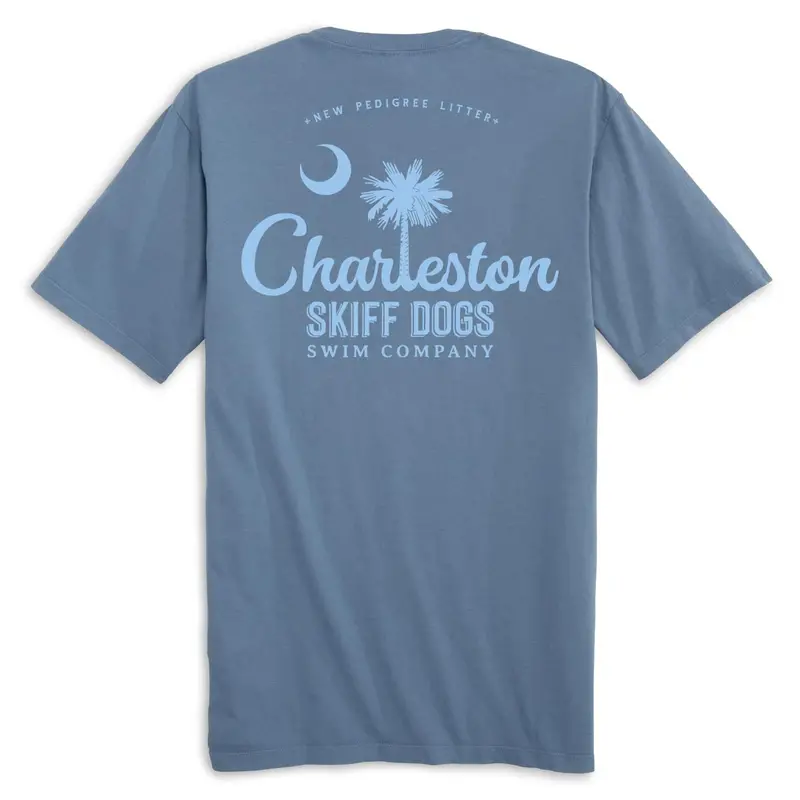 Skiff Dogs Hometown Slate And Light Blue Pocket T-Shirt 1