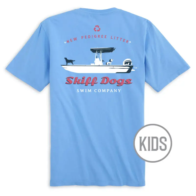 Skiff Dogs Light Blue Kids Short Sleeve T-Shirt 1