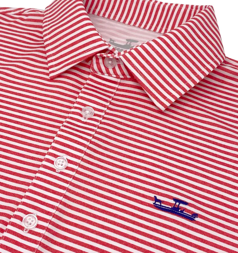 Skiff Dogs Slack Tide Polo In Red & White – Bold Coastal Sportswear 1