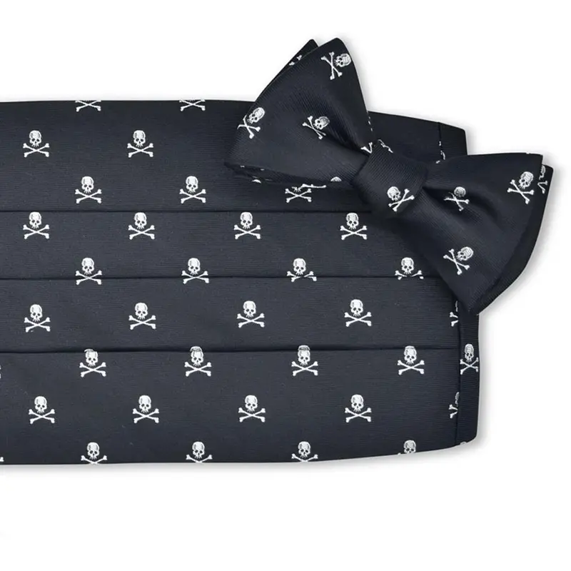Skull And Crossbones Black Cummerbund Set 1