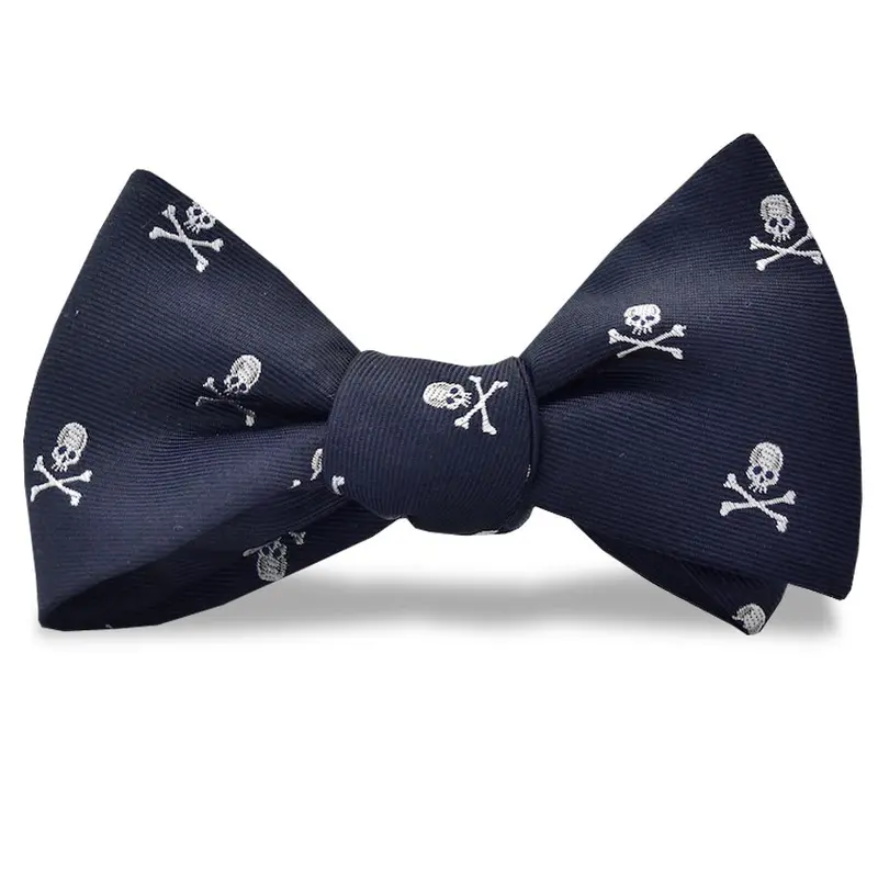 Skull & Crossbones Black Bow Tie 1