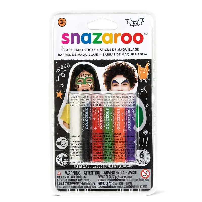 Snazaroo Face & Body Paint Stick Set – 6-Pack Assorted Colors 1