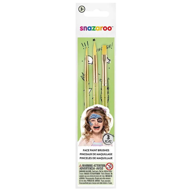 Snazaroo Green Starter Brush Set – 3-Piece Premium Face Painting Brushes 1