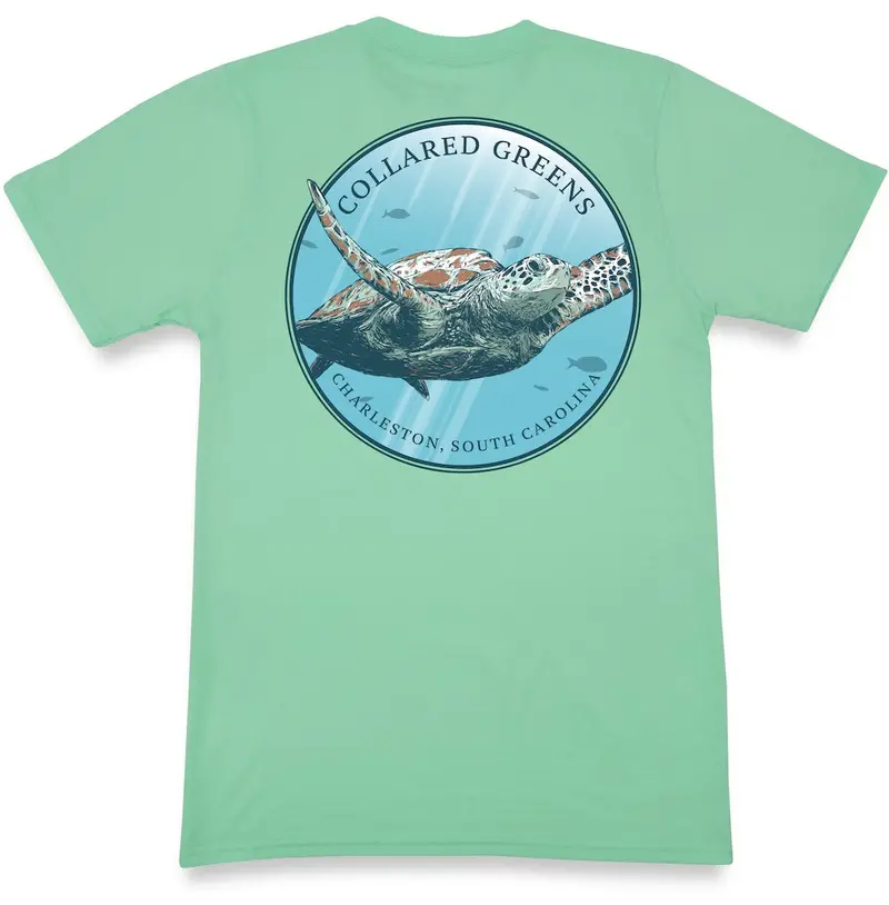 Southern Sea Turtle Short-Sleeve Tee In Palm Green Cotton 1