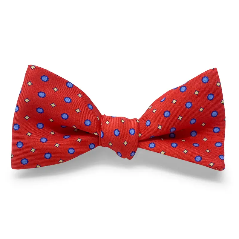 Spring Foulard Print Red Bow Tie 1
