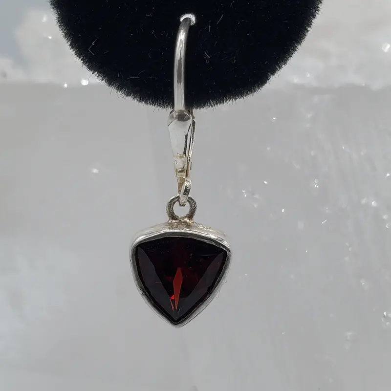 Sterling Silver Garnet Dangle Earrings – Classic Drop Style 1