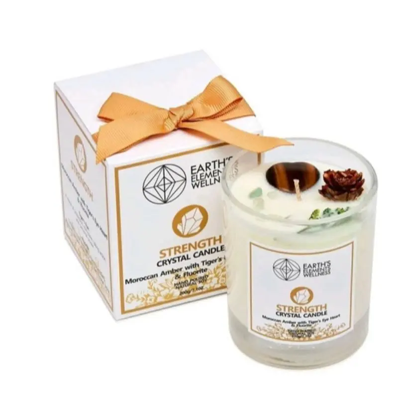 Strength-Focused Soy Candle – Earth Elements Crystal Wellness Series 1