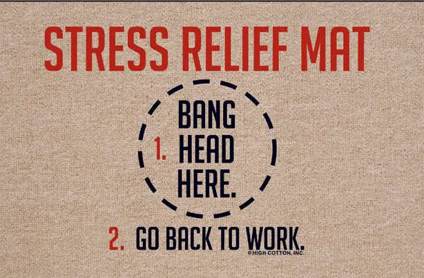 Stress Relief: Bang Head Here – Playful Floor Mat 1