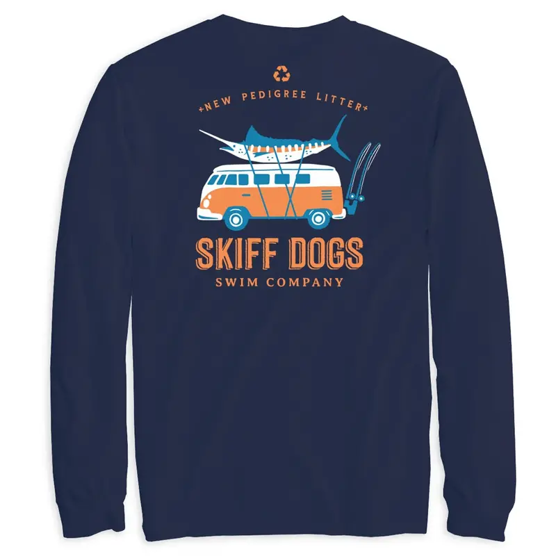 Summer Catch Pocket T-Shirt – Navy Long Sleeve 1