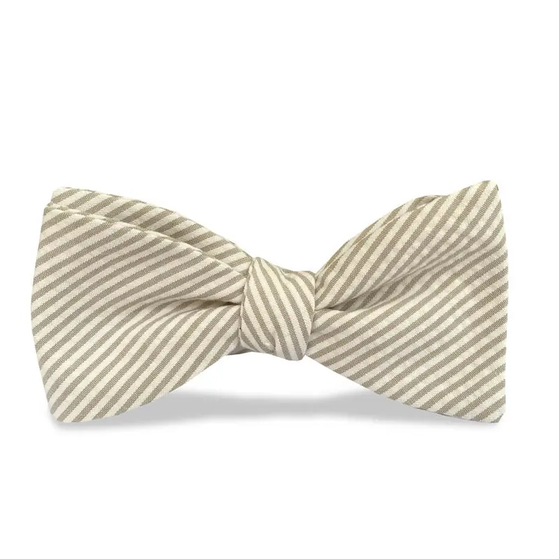 Tan Seersucker Bow Tie – Carolina Cotton Blend 1