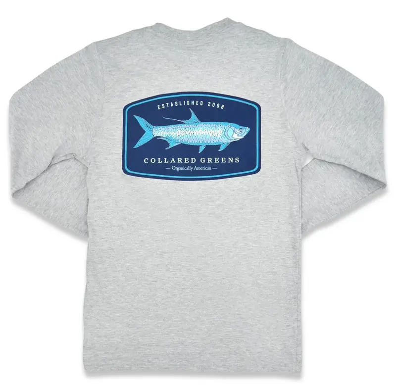 Tarpon Badge Gray Long Sleeve T-Shirt 1